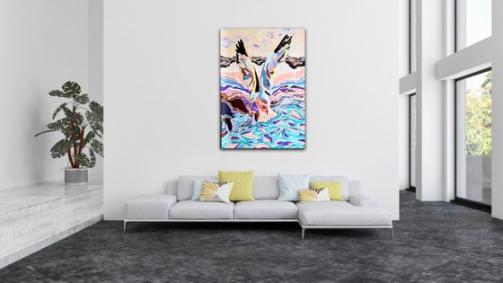 The flight of the seagull XL (2023)  Acrylic painting  by Sanja Jancic
