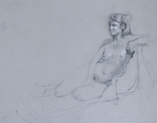 Sitting Female Nude - life drawing by Talya Johnson