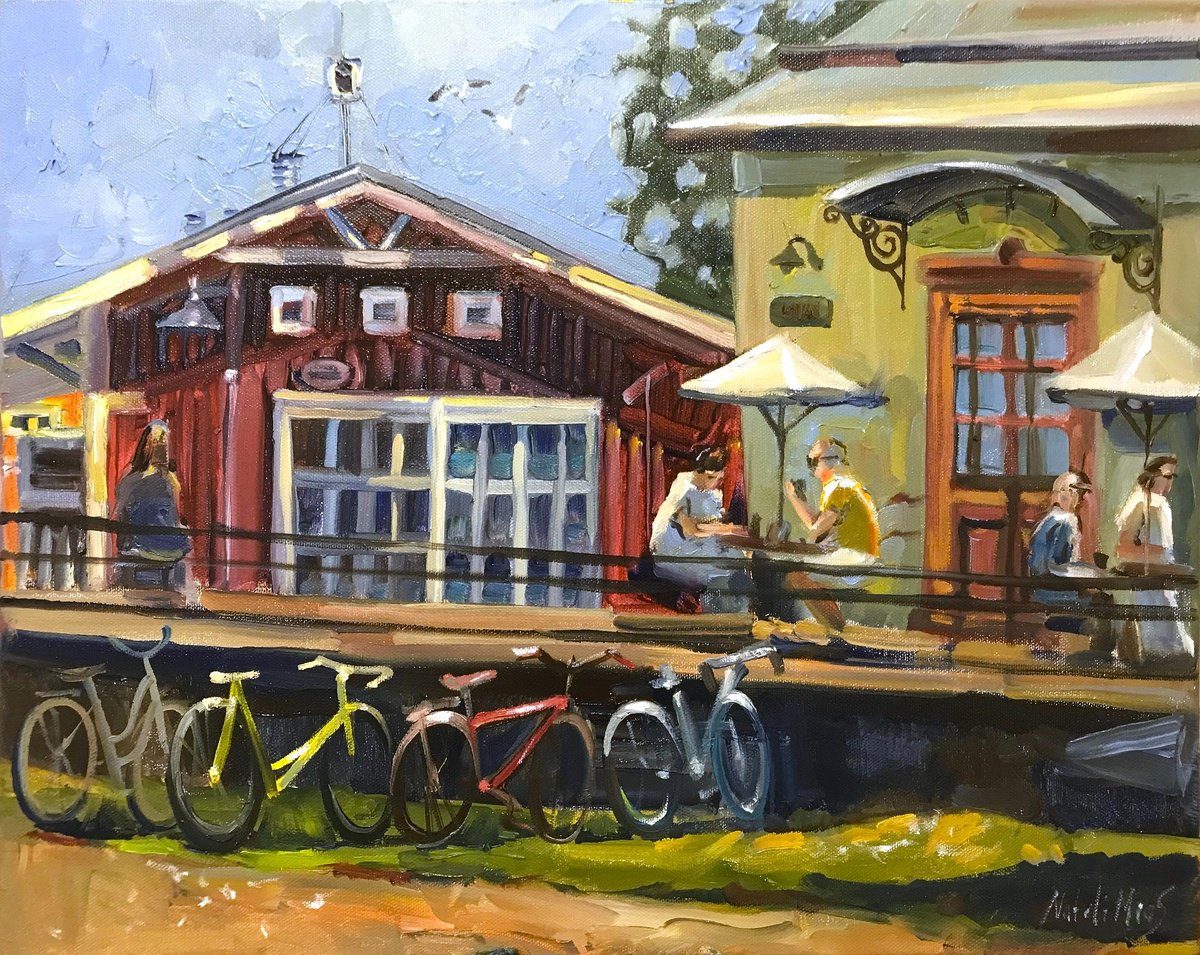 Beachside Cafe, Lahti, Finland By Natalia Miasnikova, 20 X 16, Artwork For Sale On Artfinder
