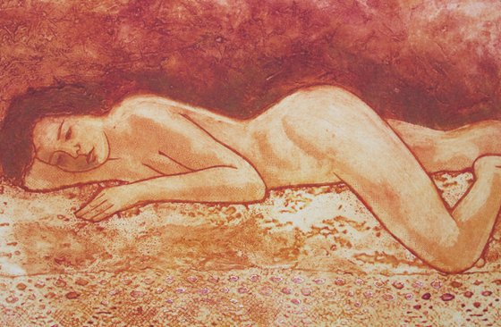 Reclining female nude revisited 3 colour variations