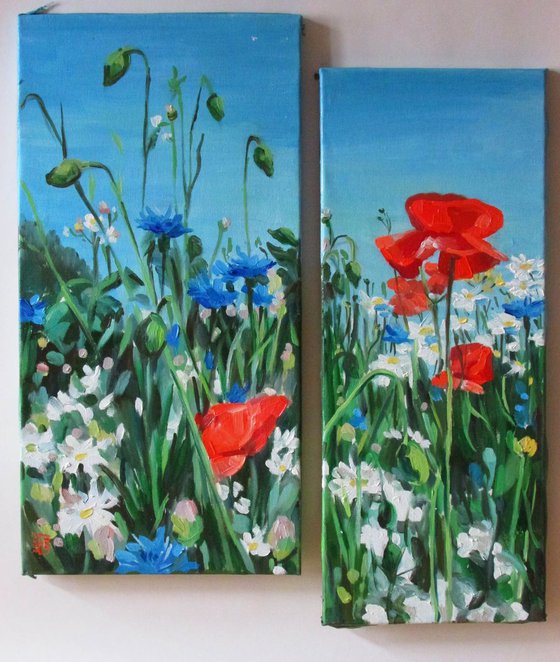 Poppies and cornflowers (multi-panelled  work)