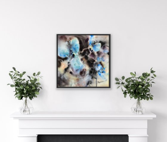 Blue flowers - original floral abstract
