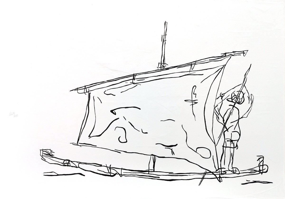 Expressive Portrait Acrylic Painting By Uli Lachelt, 65 X 45", Xx 84 - Skipper, Original Artwork