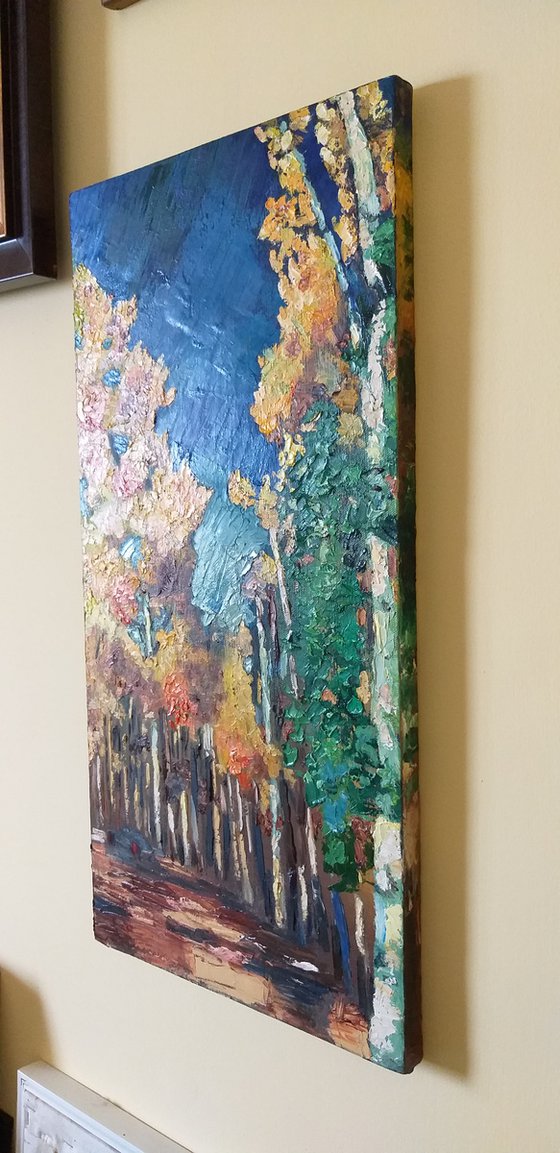 Autumn, gift, palette knife, impressionistic oil painting
