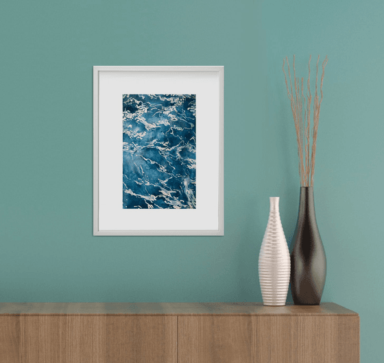 The Sea, Framed - seascape simple watercolor painting