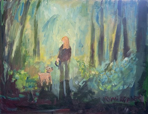 Dog Walking In The Forest 2 by Ryan  Louder