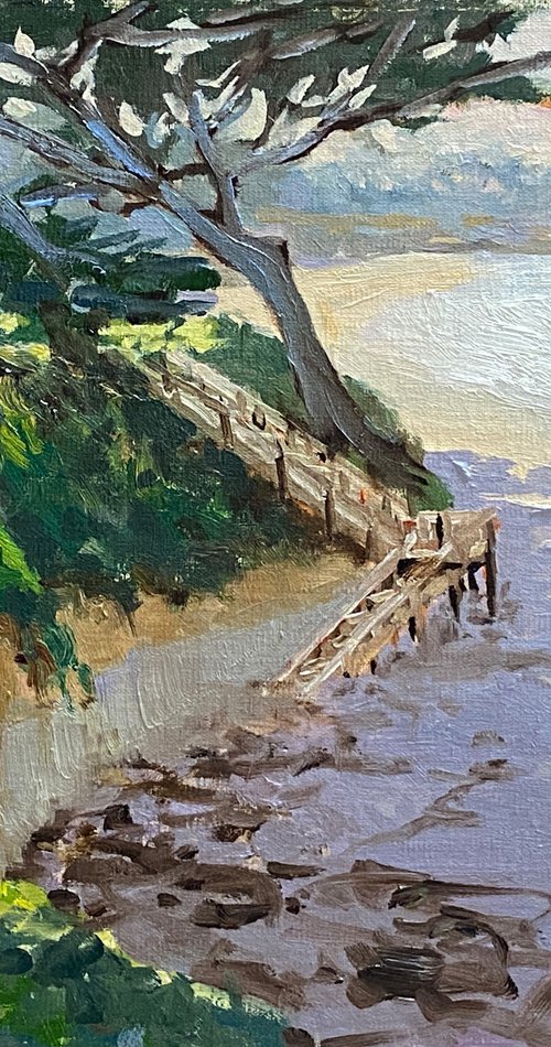 Staircase Down to Carmel Beach plein air by Tatyana Fogarty