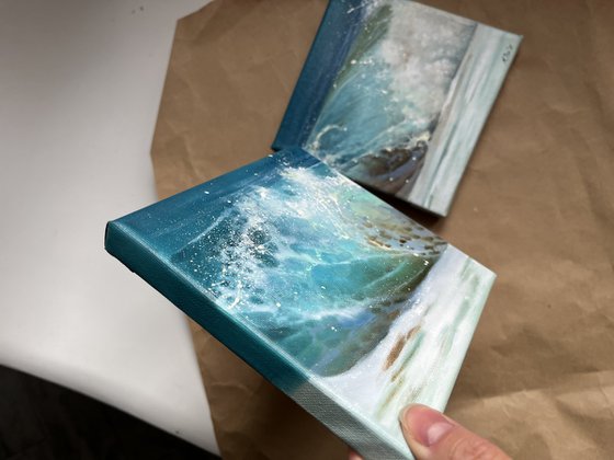 Diptych Sea Ocean Realistic Oil