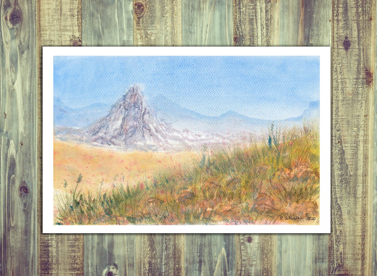 Impressionistic Landscape Watercolour By Yulia Schuster, 14 X 9", Rock Valley, Original Artwork