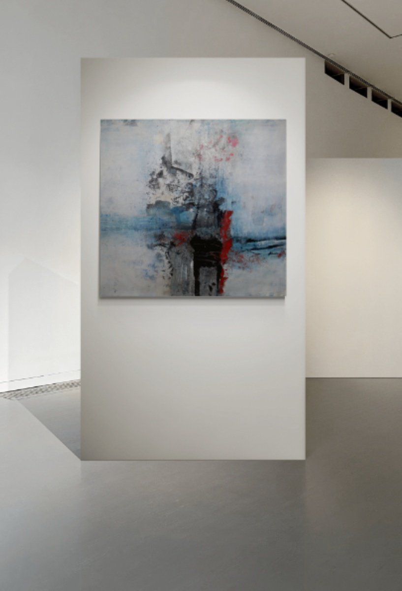 Abstract Painting By Christa Haack, 31 X 35, Illusion Of An Object, Original Artwork