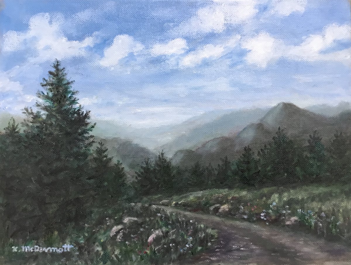 Photorealistic Landscape Oil Painting By Kathleen Mcdermott, 12 X 9", Tennessee Twilight, Original Artwork
