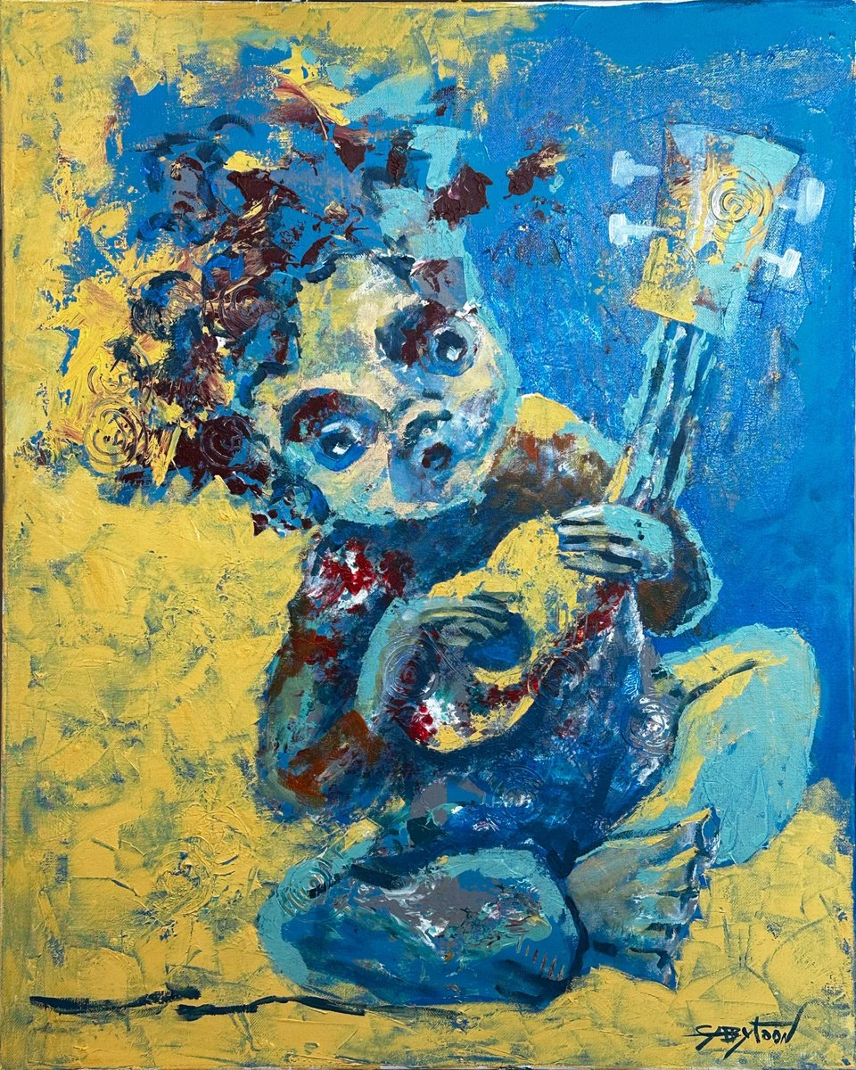 ORIGINAL painting 30x24 Ukulele by Gabriella DeLamater