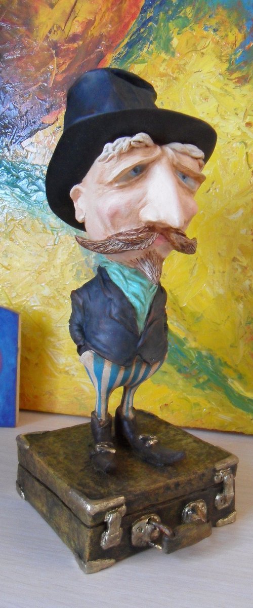 Mister in a Top Hat – Handmade Art Doll by Sergii Donovyi