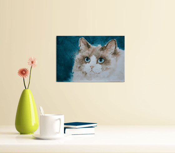 CAT PORTRAIT IV  /  Ragdoll Cat  /  ORIGINAL PAINTING