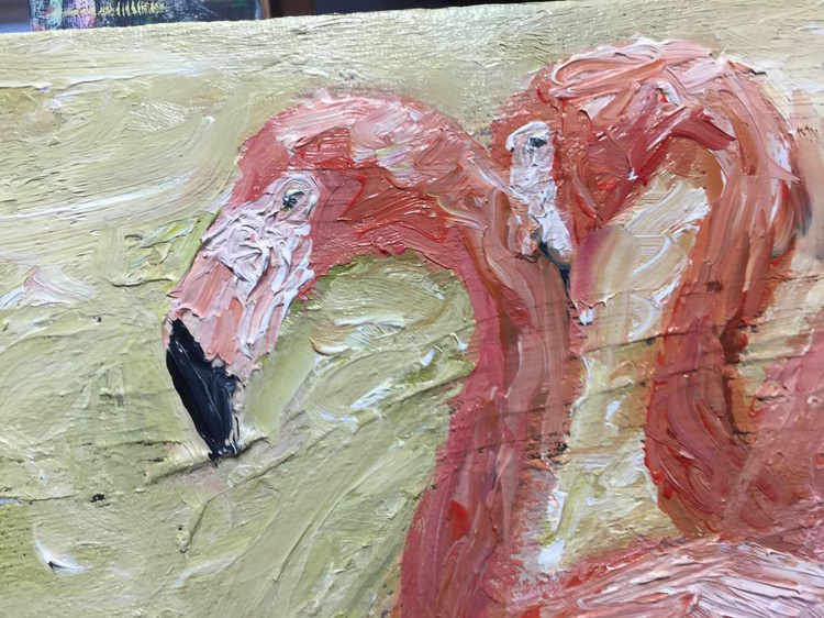 Flamingo Painting 9x12 Oil On Canvas Artfinder