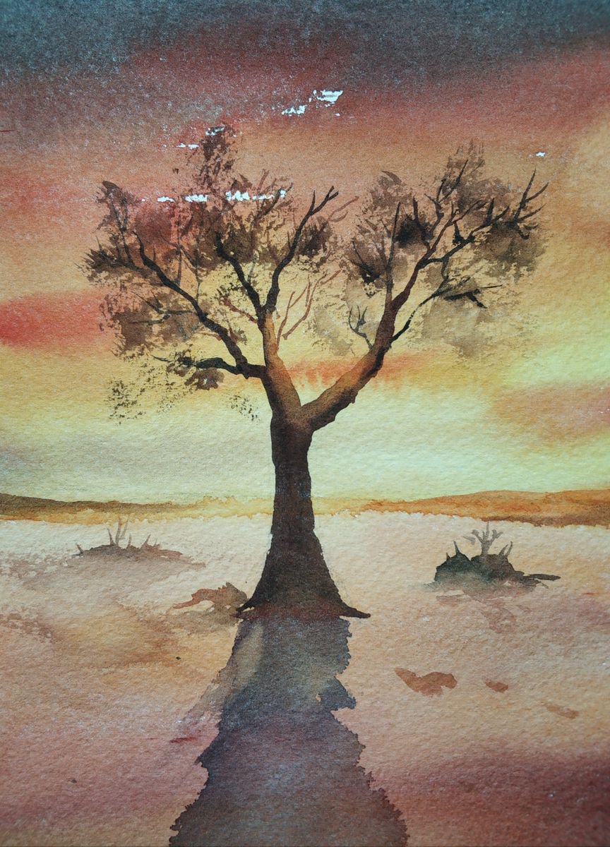 Impressionistic Landscape Watercolour By Jing Chen, 7 X 11, Strength 3, Original Artwork