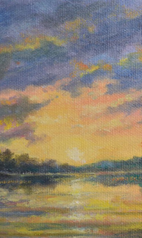 Offshore Sunset Sketch - 5X7 oil by Kathleen McDermott