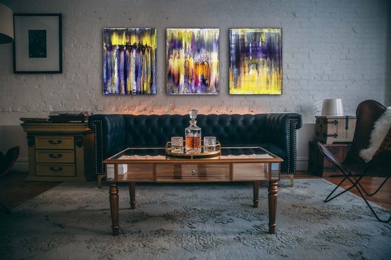 "Transmutation" - FREE USA SHIPPING + Save As A Series - Original PMS Abstract Triptych Oil Paintings On Canvas - 48" x 20"