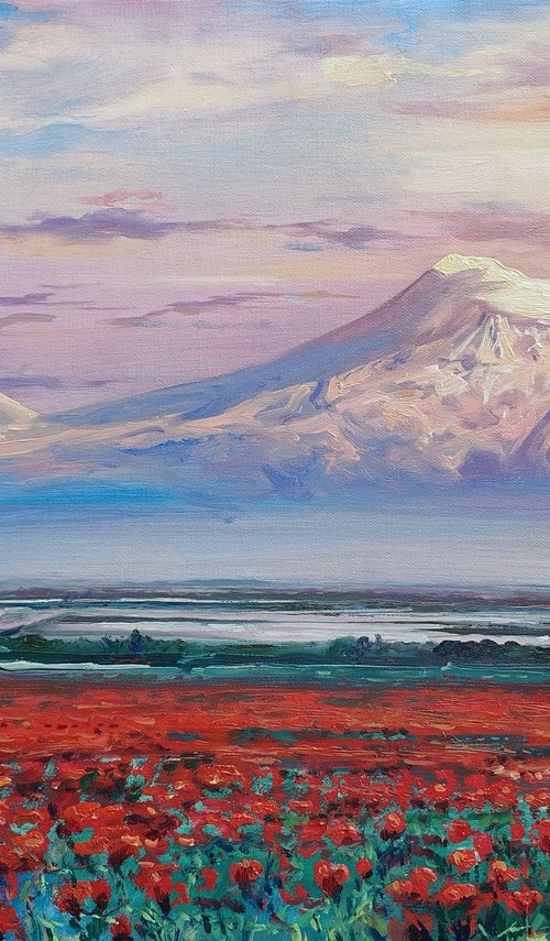 Ararat in Poppies by Mexak Xazaryan