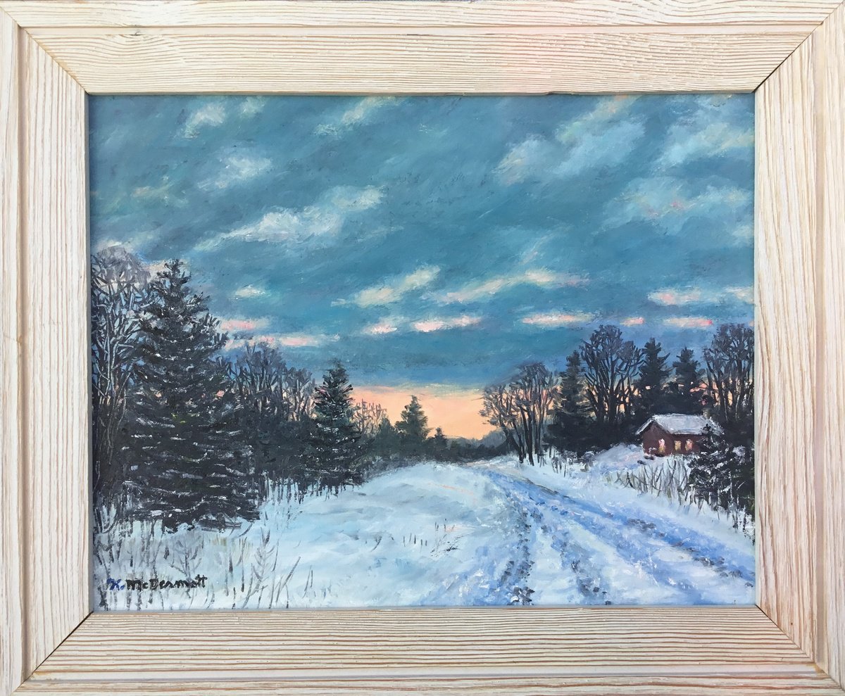 Impressionistic Landscape Oil Painting By Kathleen Mcdermott, 18 X 15", Cold Front, Original Artwork