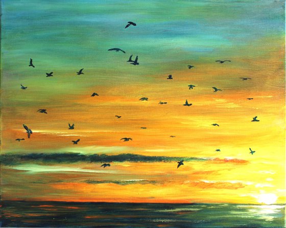 Commuters at Sunset