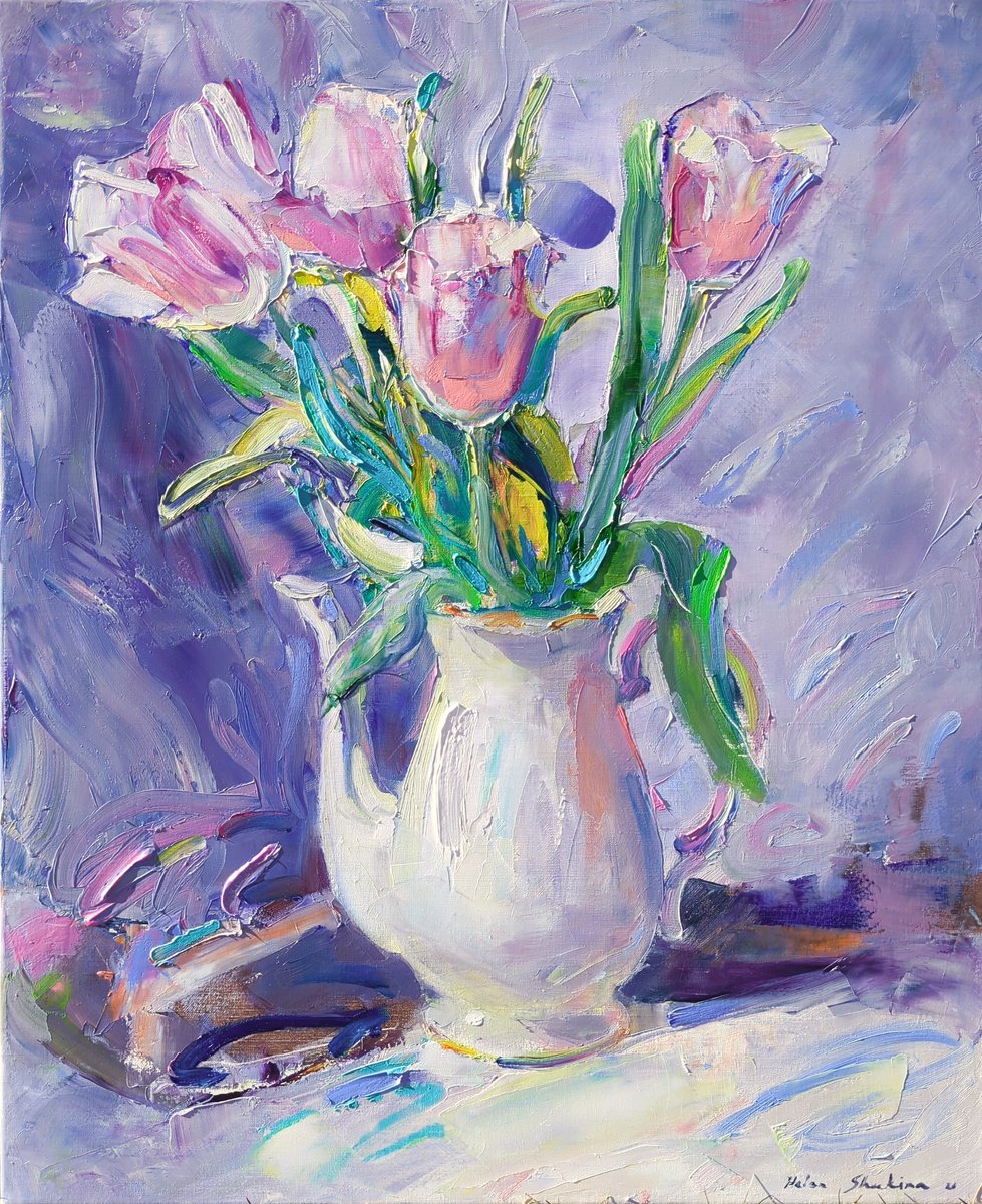 Expressive Oil Painting , A Morning Bouquet By Helen Shukina, 18 X 22, Artwork For Sale On Artfinder