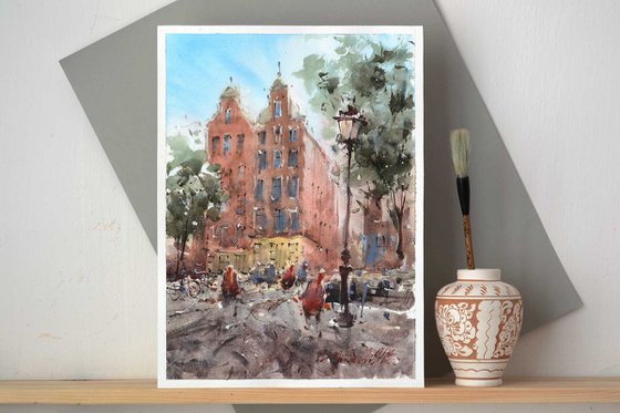 Amsterdam, urban watercolor.