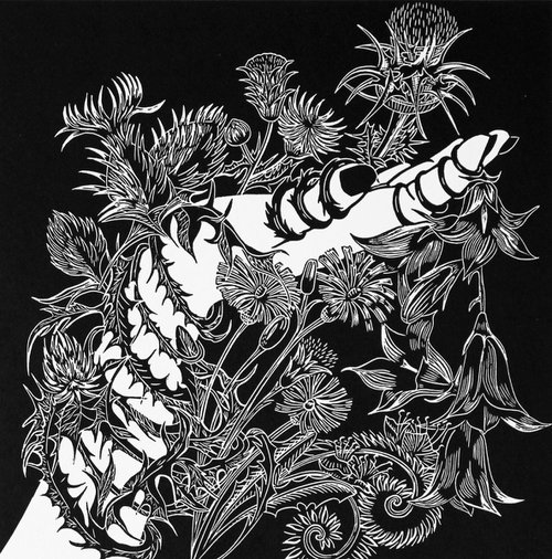 Cailleach Bheara linocut print by Cally Conway