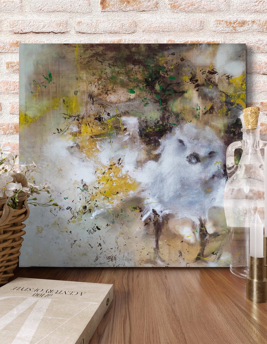 Abstract Animal Painting By Yuliia Kyrsanova, 20 X 20", Curious Fluffy, Original Artwork