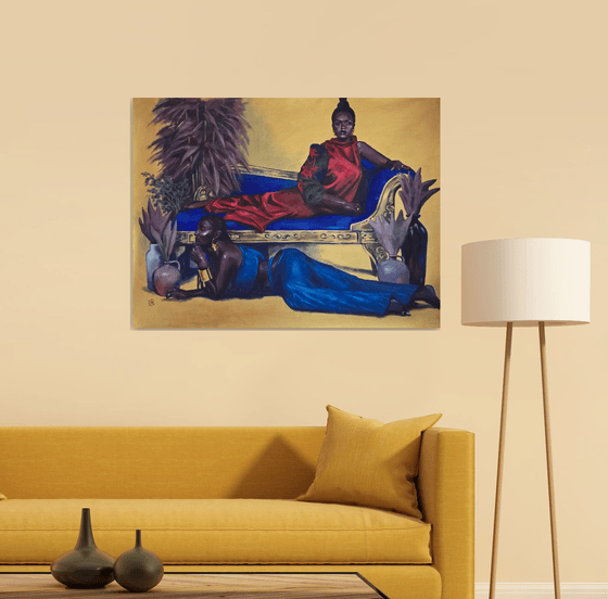 Portrait painting of two beautiful woman