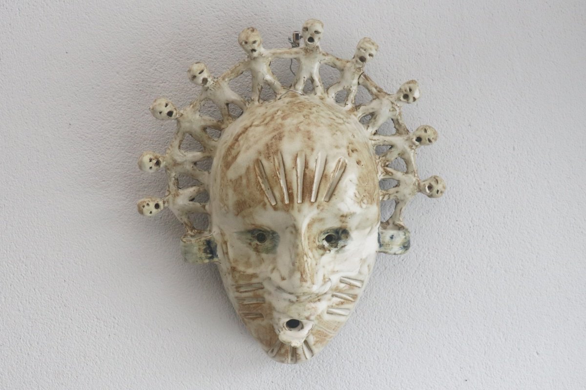 Geometric Abstract Clay Sculpture By Koen Lybaert, 11 X 13", Mask 08012025, Original Artwork