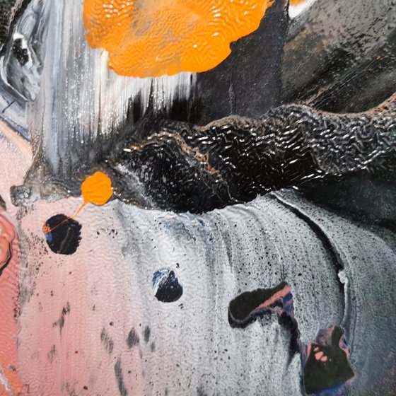 Autumn flowing in my veins beautiful gestural abstract action painting by master O Kloska