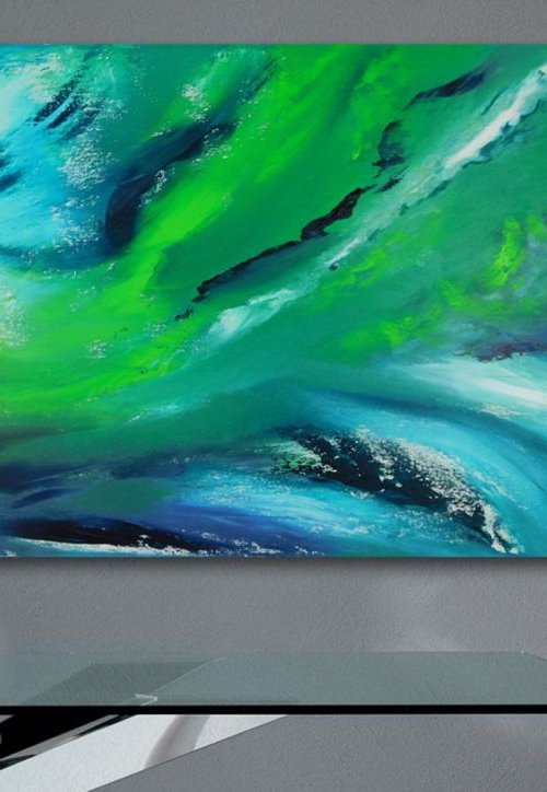 Cool night II - 70x50cm, Original abstract painting, oil on canvas by Davide De Palma