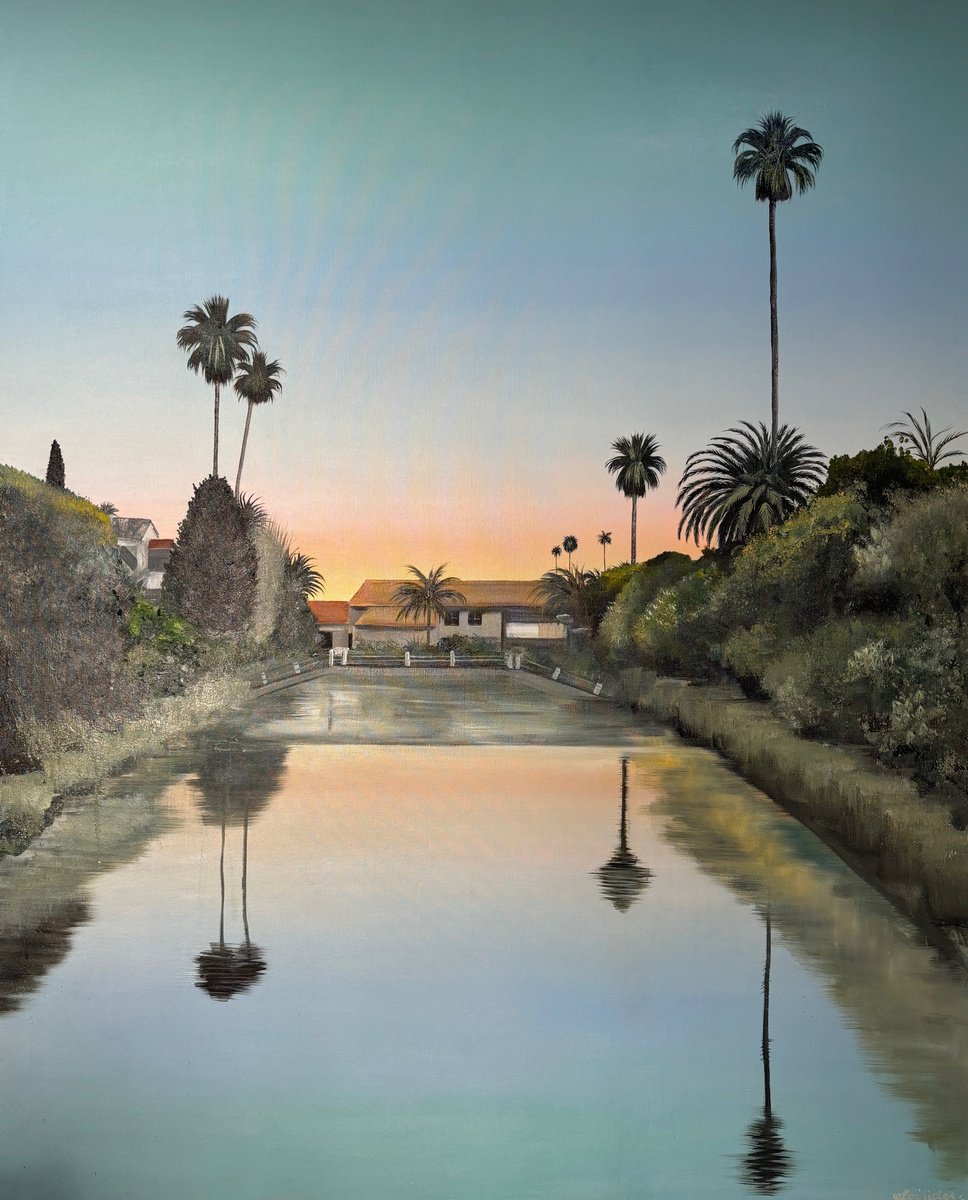 Landscape Oil Painting By Emma Loizides, 49 X 61, Venice Canal, Original Artwork