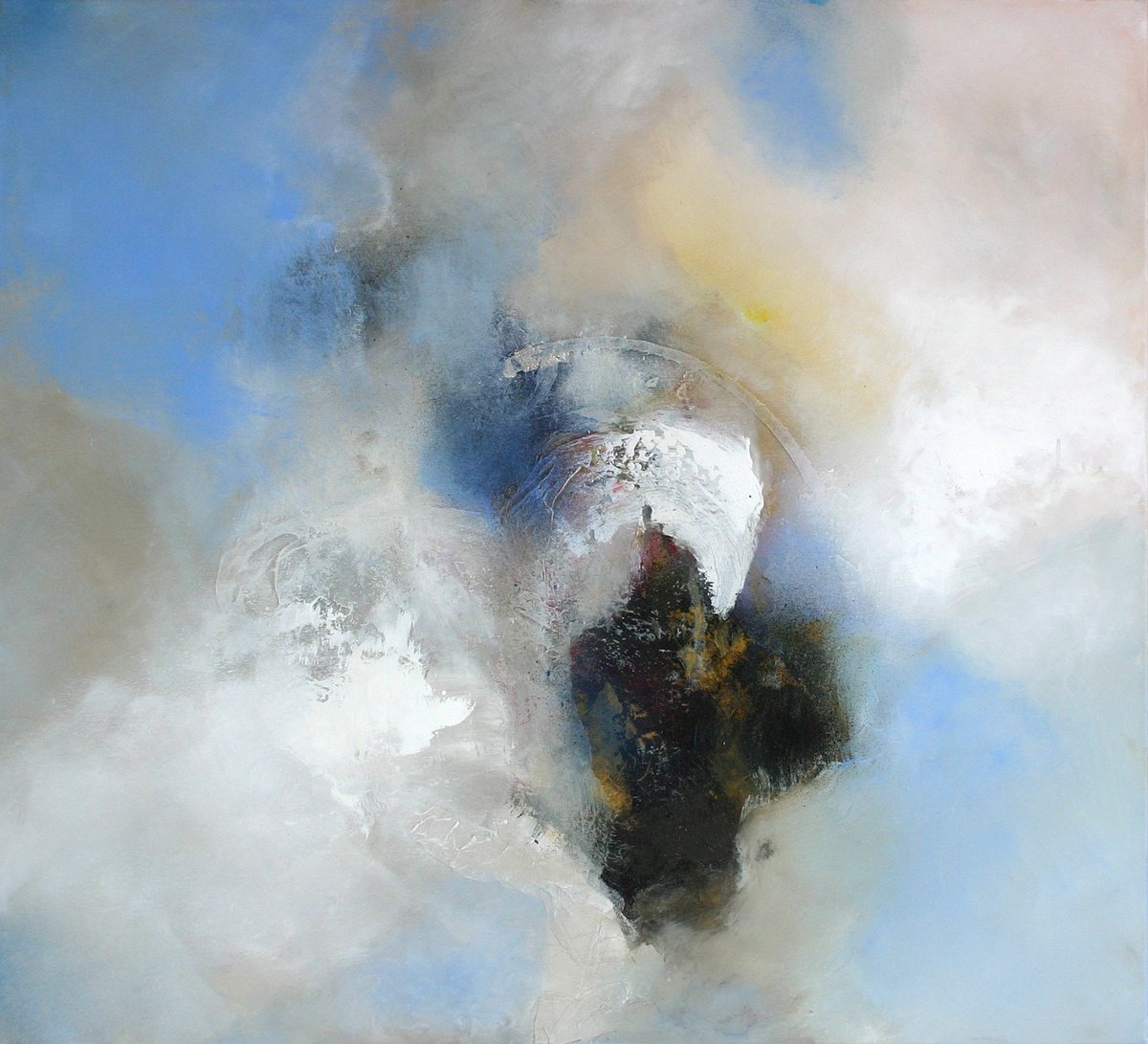 Abstract Painting By Eelco Maan, 43 X 39, Pale Winter Blue, Original Artwork