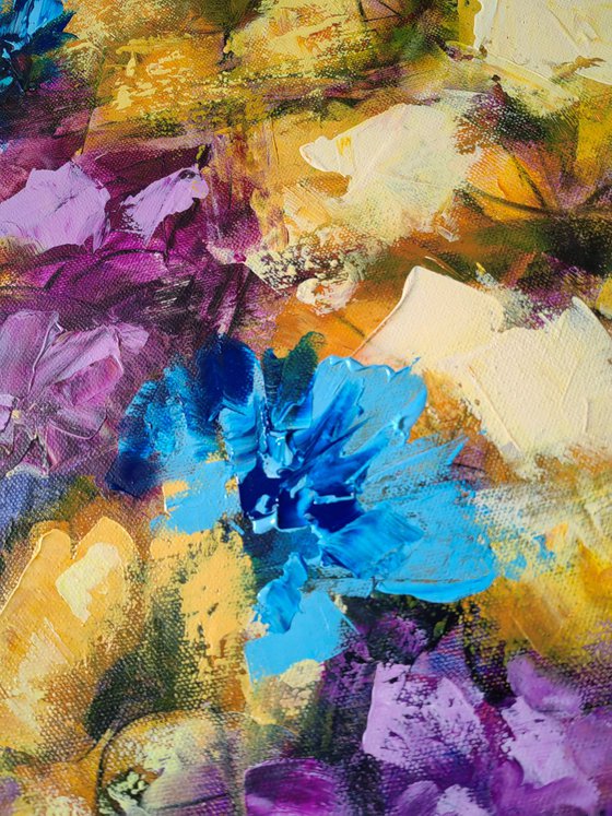 "Euphoria I" from "Colours of Summer" collection, abstract flower painting