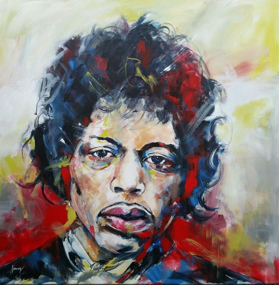 Jimmy Hendrix Portrait - acrylic on canvas 70x70cm