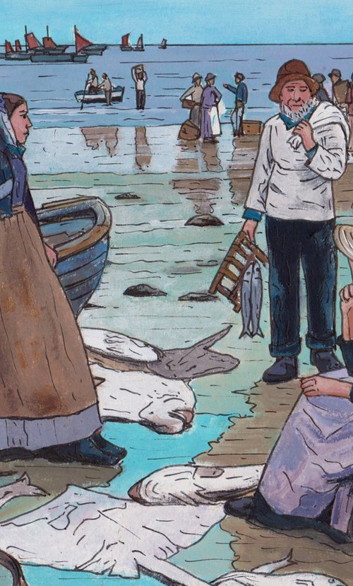 Fish sale on a Cornish beach - (after Stanhope Forbes) by Tim Treagust