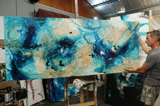 Oceans 240cm x 100cm Textured Abstract Art