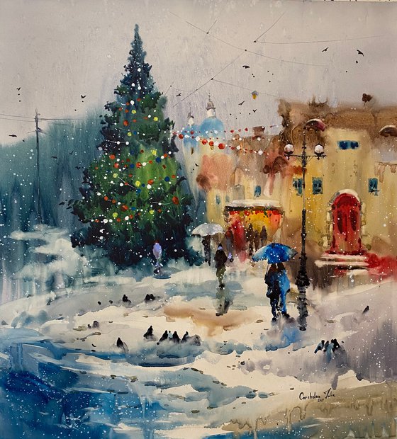 Sold Watercolor “Winter Holidays… ” perfect gift