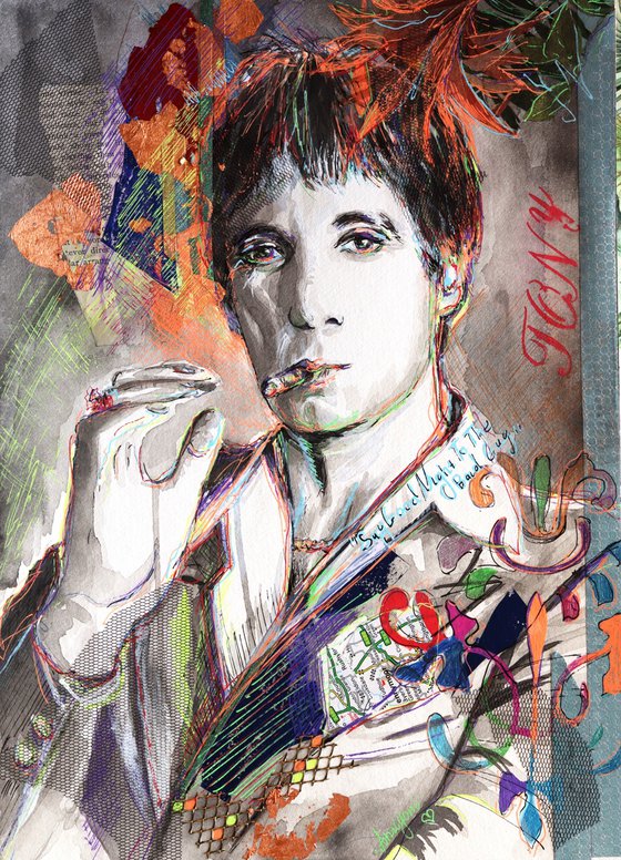 Al Pacino - Portrait mixed media drawing on paper
