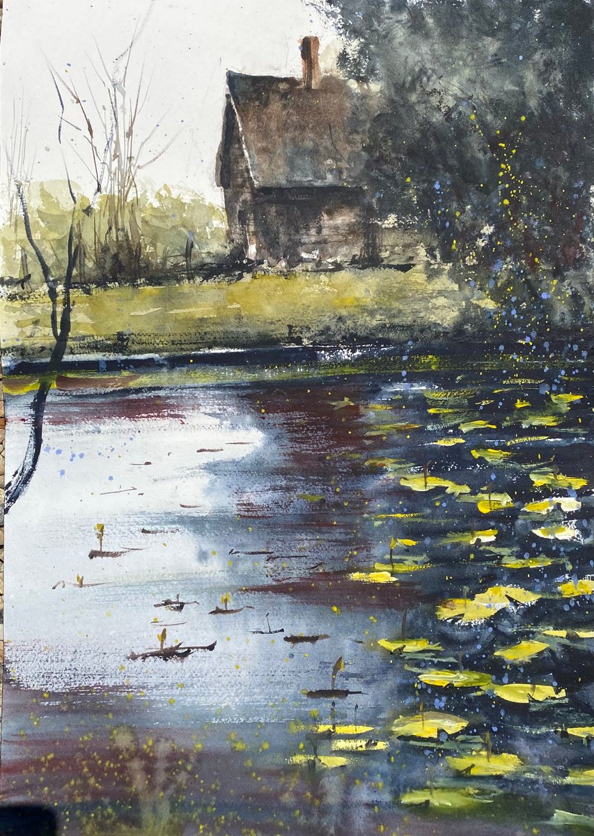 Dedham Hall across the lily pond-.. by Paul Mitchell