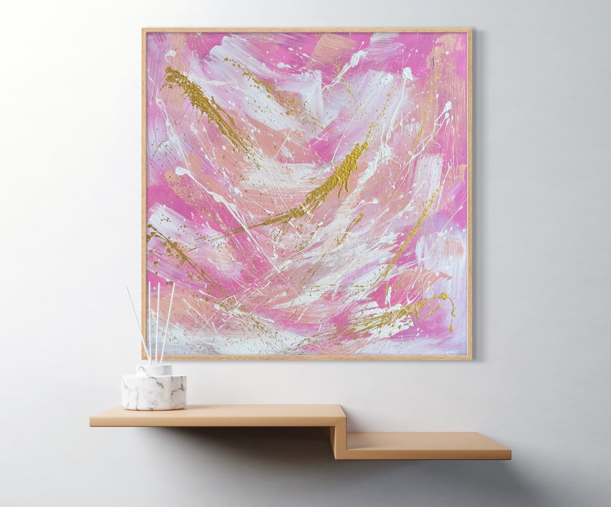 Impressionistic Abstract Acrylic Painting By Alanah Jarvis, 24 X 24, Heart Of Gold, Original Artwork