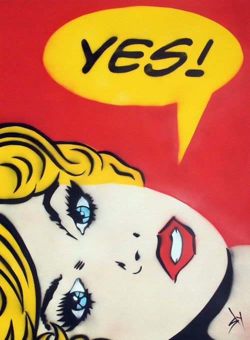"YES!" (Red) (on an Urbox). by Juan Sly