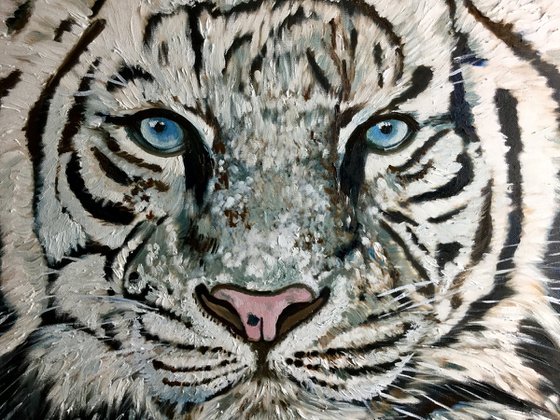 WHITE TIGER. MODERN URBAN ART OFFICE ART DECOR HOME DECOR GIFT IDEA  LARGE SIZE