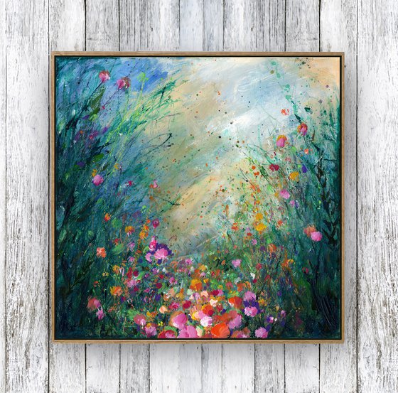 Here Comes The Rain - Floral Painting by Kathy Morton Stanion