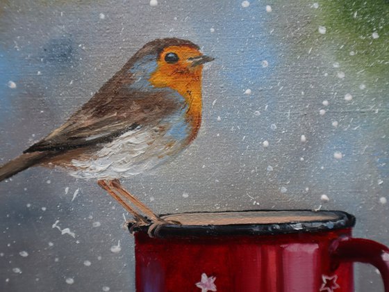 Winter Robin Bird, Xmas Art