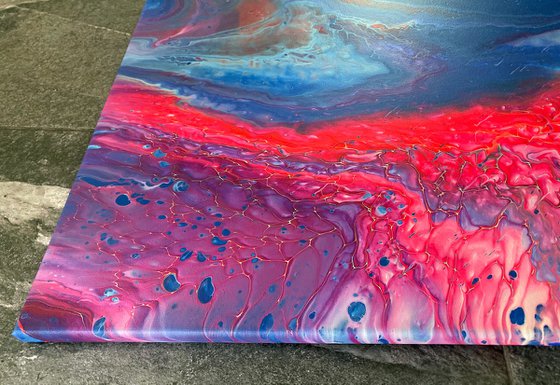 "Sharing A Dream" - FREE USA SHIPPING - Original PMS Abstract Diptych Fluid Acrylic Paintings On Canvas - 32" x 20"