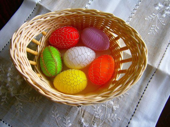 Easter eggs in wicker basket 1