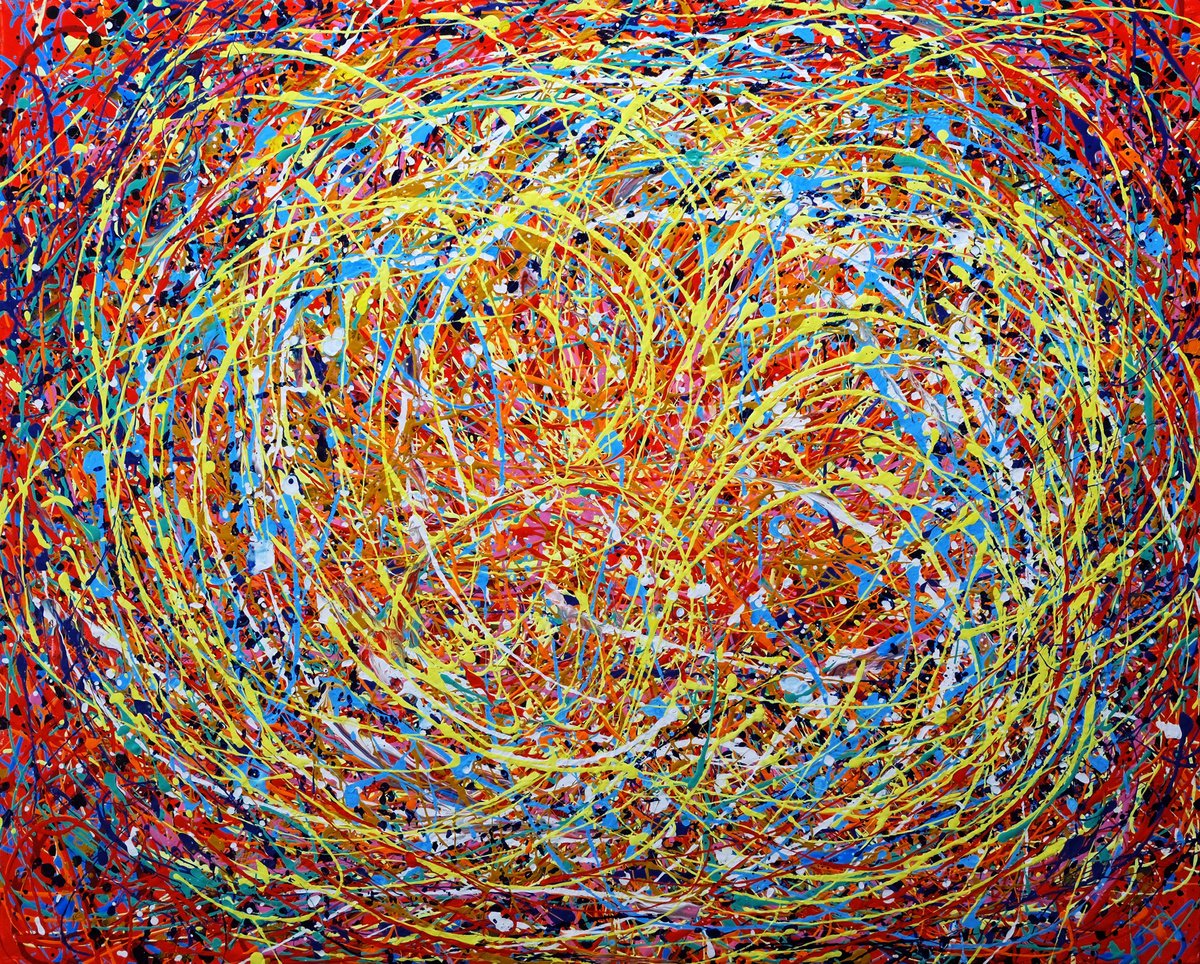 Expressive Abstract Acrylic Painting By Anastasia Woron, 31 X 26, An Expressive Universe 2., Original Artwork